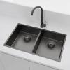 Pure.Sink Prestige Double Gun Metal Sink 70x40 cm 10mm radius undermount, flush mount and top mount PPG343440-61