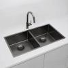 Pure.Sink Prestige Double Gun metal sink 82x40 cm 10mm radius undermount, flush mount and top mount PPG404040-61