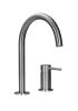 Pure.Sink Luxion 2-hole solid stainless steel kitchen faucet with round spout PLX2HR-02
