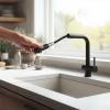 Pure.Sink Elite Steel Pulse-S Kitchen Faucet Matte Black with pull-out spout and spray mode PS8500-10