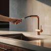 Pure.Sink Elite Steel Pulse-S kitchen faucet PVD copper with pull-out spout and spray mode PS8500-62